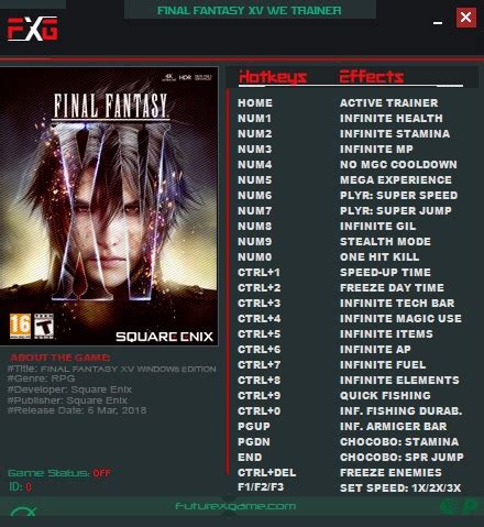 ff15 windows edition trainer|Final Fantasy XV: Windows Edition b1138403 (+25 Trainer).